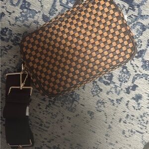 Stylish Brown Checkered Women's Bag